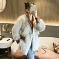 thumbnail image 3 of PIKADINGNIS Vintage Womens Winter Fox Fur Coat Luxury PU Leather Suit Collar Warm Faux Fur Jacket Girl Fashion Streetwear Overcoat, 3 of 6