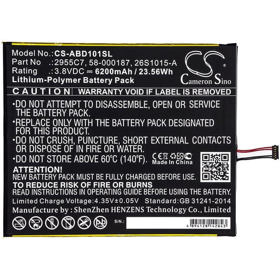 6200mAh 58-000187 26S1015-A Battery for AMAZON Kindle Fire HD 10.1 Kindle Fire HD 10.1 7th SL056ZE