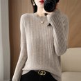 thumbnail image 2 of 2024 Women Sweaters Autumn Winter Long Sleeve Pullovers O-neck Stripe Warm Pullover Korean Fashion Bottoming Shirts Loose Jumper, 2 of 5