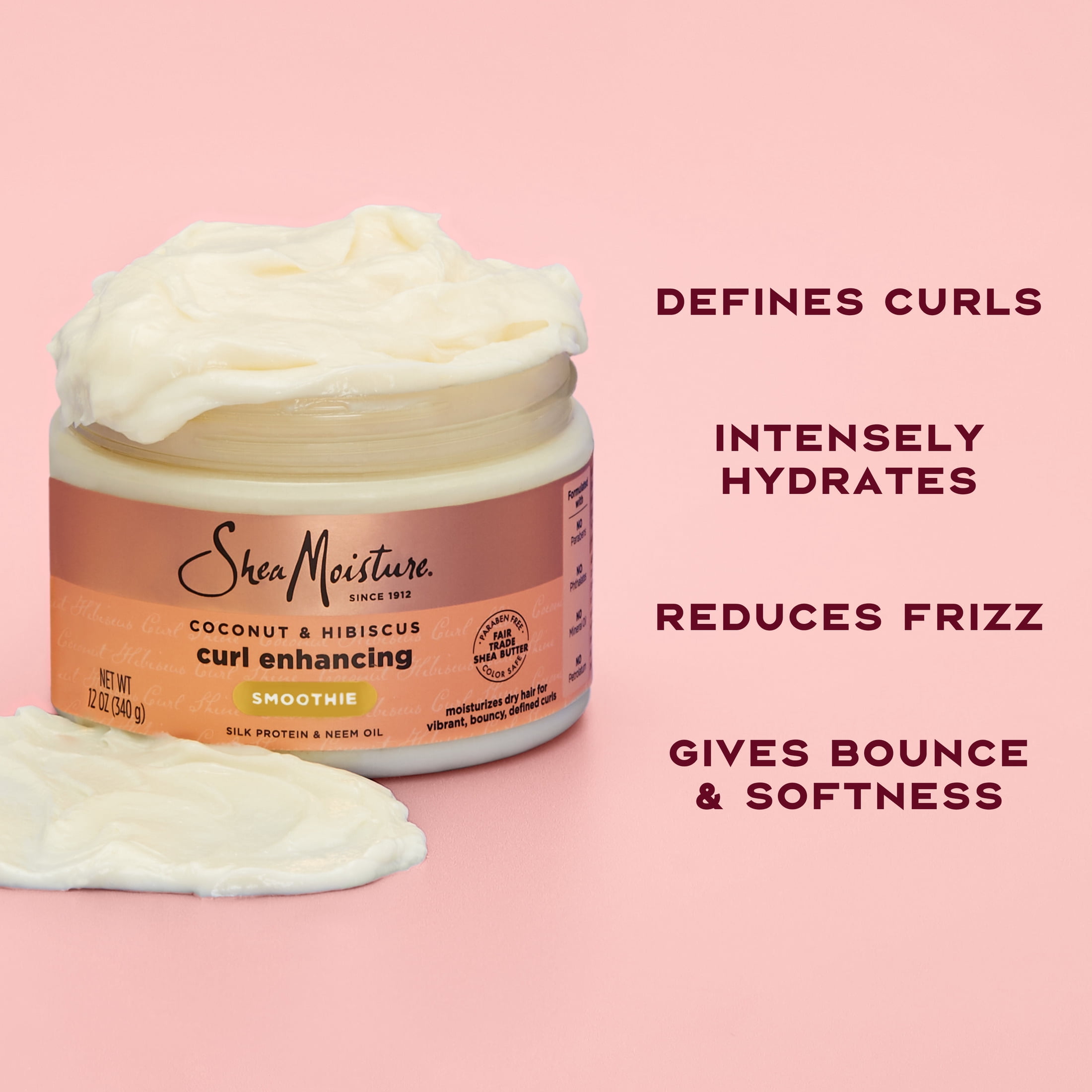 (2 pack) SheaMoisture Smoothie Curl Enhancing Cream Coconut and Hibiscus, 12 oz