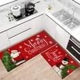 thumbnail image 2 of Merry Christmas Kitchen Rugs and Mats Set of 2,Red Snowman Wreath Santa Claus Tree Xmas Winter Holiday Sink Floor Mat Non Skid Washable for Home Farmhouse Christmas Decor 17"x47"+17"x30", 2 of 6