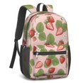 thumbnail image 2 of Strawberry and Leaf Pink Pattern 17" Waterproof Oxford School Backpacks for Teens, S-Shape Padded Straps, for School, Travel, Hiking, Camping, 2 of 5