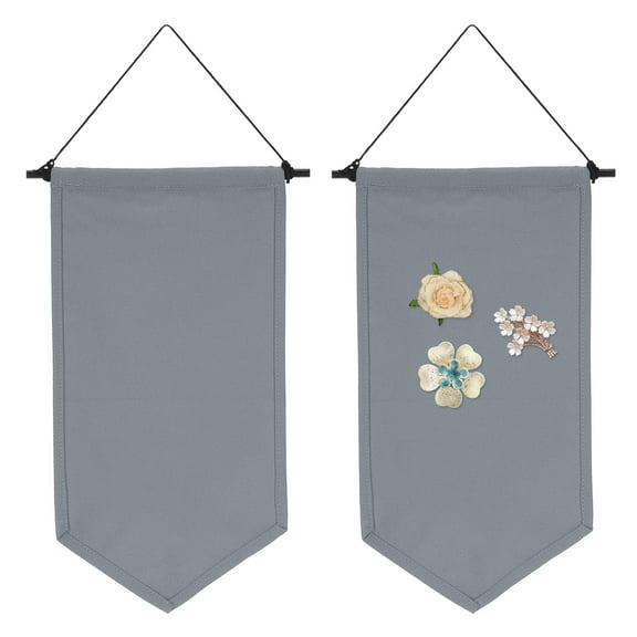 Uxcell 2Pcs Blank Canvas Banners, Pin Display Wall Banner for Home Decor Medium Gray