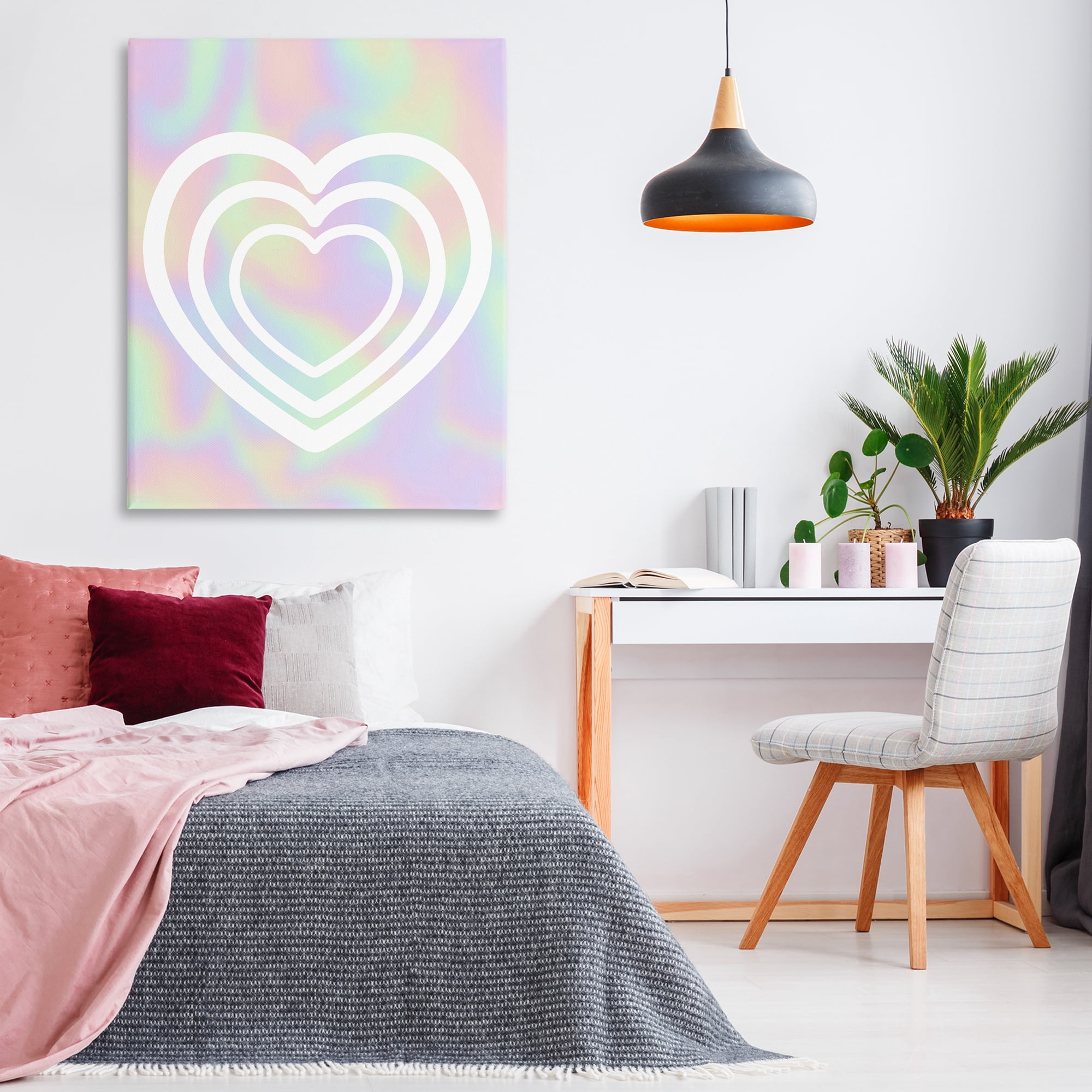 Stupell Industries Pastel Pattern with Hearts Abstract Painting Wrapped Canvas Art Print Wall Art, 36 x 48