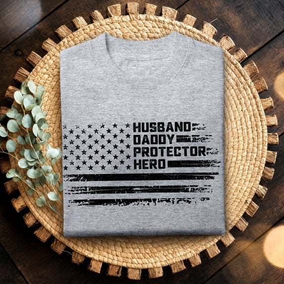 Jollimate Husband Daddy Protector Hero Tshirt, USA Flag Shirt, Best Dad Ever Shirt, Gift For Husband