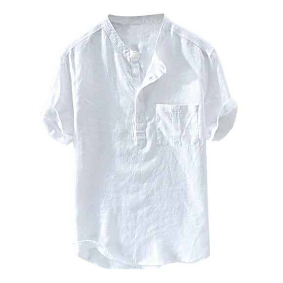 2025 Men's Dress Shirts Men's Summer New Pure Young Mens Button Down Shirts Long Sleeve Cotton Hemp Button Short Mens Sleeves Large Blouse Check Dress