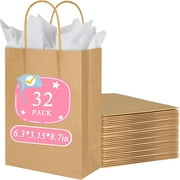 32 Pieces Gift Bags with 32 Tissues, 8 Colors Party Favor Bags with Handles, Rainbow Gift Bags for Wedding, Birthday, Party Supplies and Gifts