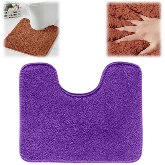 Toilet Rugs U-Shaped Soft Absorbent Microfiber Bathroom Rugs Non Slip Fluffy Contour Bath Mats for Toilet Base Bathroom Floor