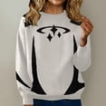 thumbnail image 2 of Sentmoon Chandails d'Automne pour Femmes Vêtements d'Automne pour Femmes Chandail Décontracté Ample à Col Rond Manches Longues pour Voyage et Commodité Compacte Blanc G, 2 of 7