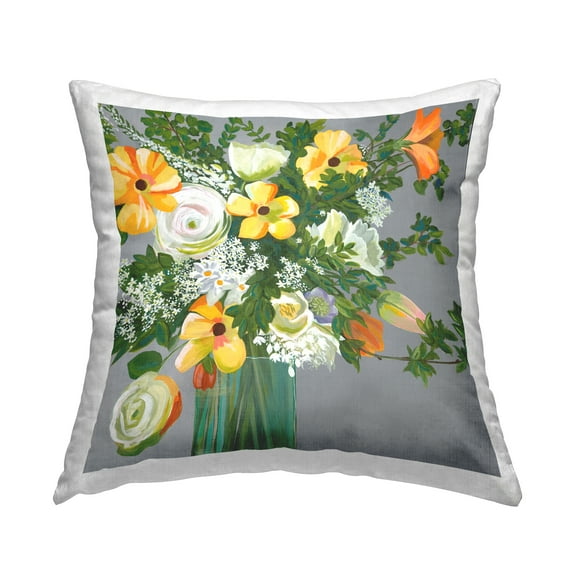 Stupell Industries Blooming Bold Bouquet Decorative Printed Throw Pillow, 18 x 18