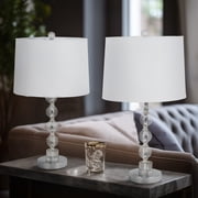 Sagebrook Home Glass Table Lamp for Home Decor - Modern Accent Lighting Display for Office, Bedroom, and Living Room Styling - Set of 2, 22", Silver