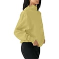 thumbnail image 6 of Sevevn Women Mock Neck Sweatshirt Long Sleeve Pullover Casual Loose Fit Fleece Tops Soft Comfy Fall Winter Warm Solid Color Blouse Yellow M, 6 of 9