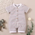 thumbnail image 2 of Baby Onesies Boy Baby Boy Stripe Romper Waffle Knit Short Sleeve Lapel Button Down Jumpsuit Bodysuit Newborn Summer Outfits, 2 of 4