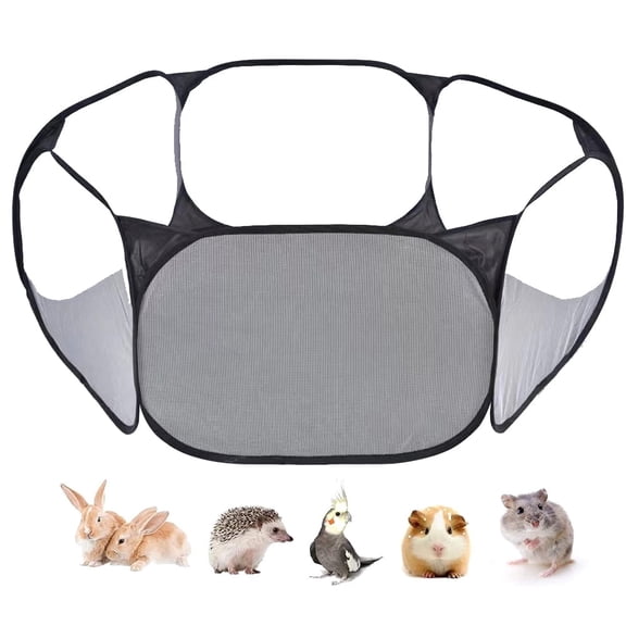 Small Animals Tent, Breathable Transparent Pet Playpen Pop Open Outdoor/Indoor Exercise Fence, Portable Yard Fence for Guinea Pig, Rabbit, Hamster, Chinchillas and Hedgehogs