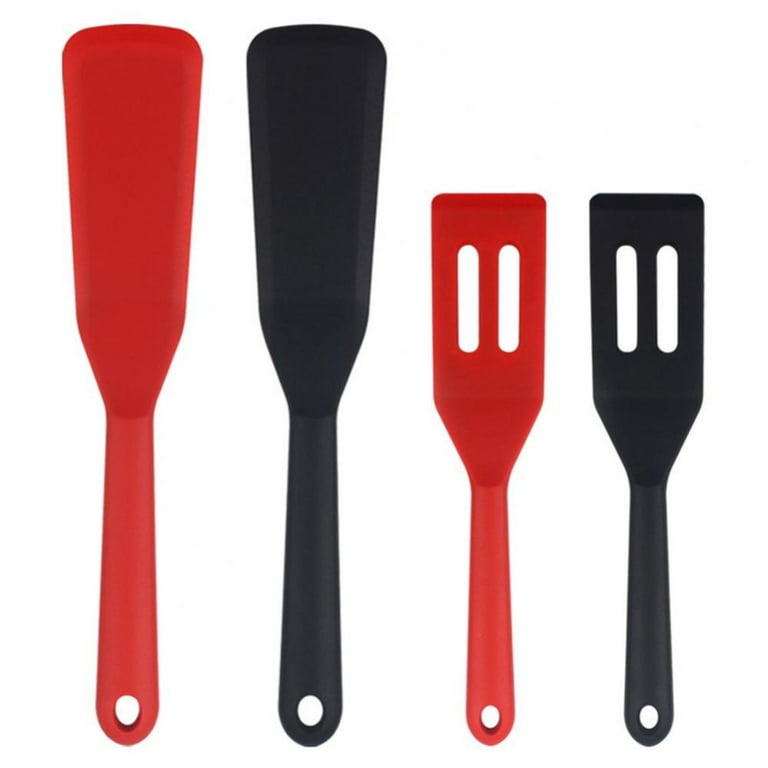  2 Pieces Silicone Thin Spatula Omelet Spatula Turner Long Crepe  Spatula Heat Resistant Cooking Spatula Non Stick Pancake Spatula for  Cooking Egg Burgers Pizza Pancake Steak Omelet (Red, Black)