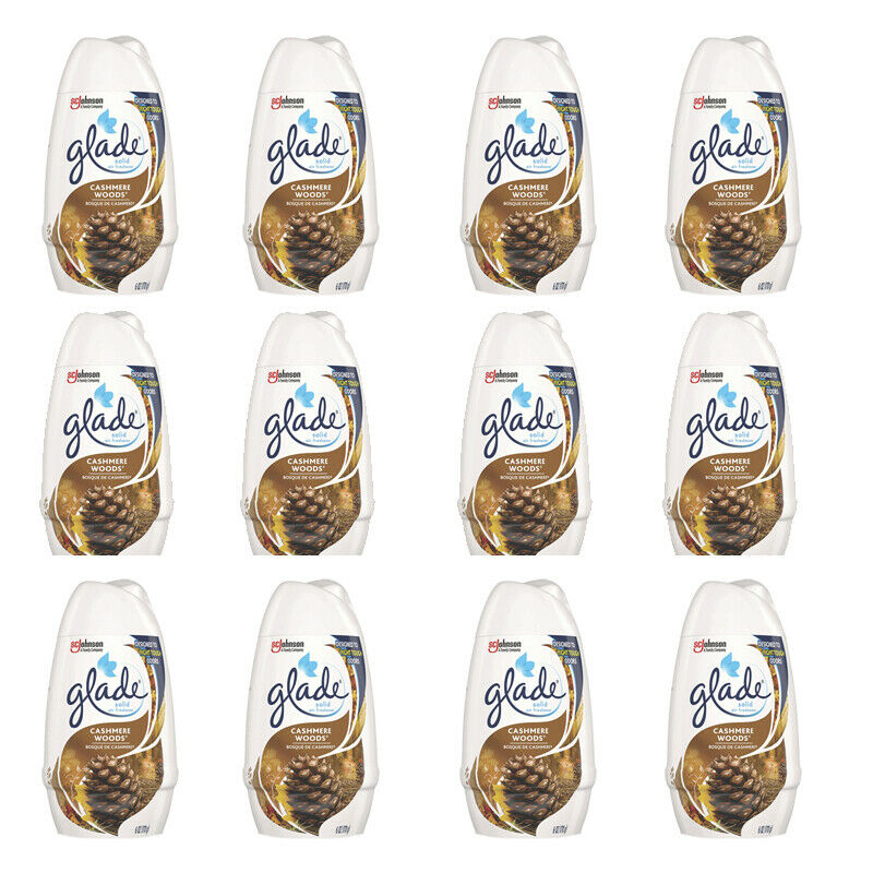 12 Pack Glade Cashmere Woods Solid Air Freshener, 6 oz