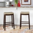 thumbnail image 2 of Linon Cessford 32.25" Backless Bar Stool, Dark Brown with Beige Faux Leather, Includes 2 Stools, 2 of 5