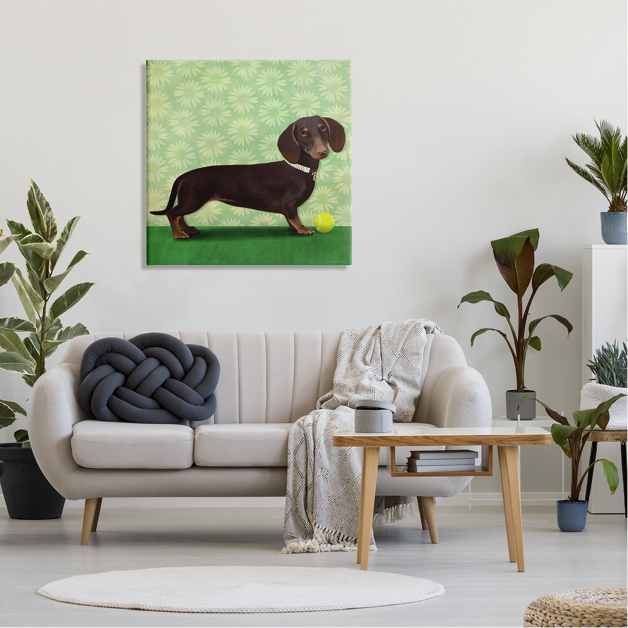 Stupell Industries Dachshund & Tennis Ball Animals & Insects Painting Gallery Wrapped Canvas Print Wall Art, 30 x 30