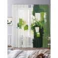 thumbnail image 3 of Green Abstract Art Sheer Curtains 108 Inches Long 2 Panels Watercolor Retro Light Filtering Semi Sheer Window Curtains Drapes for Bedroom Living Room 52"x108", 3 of 7