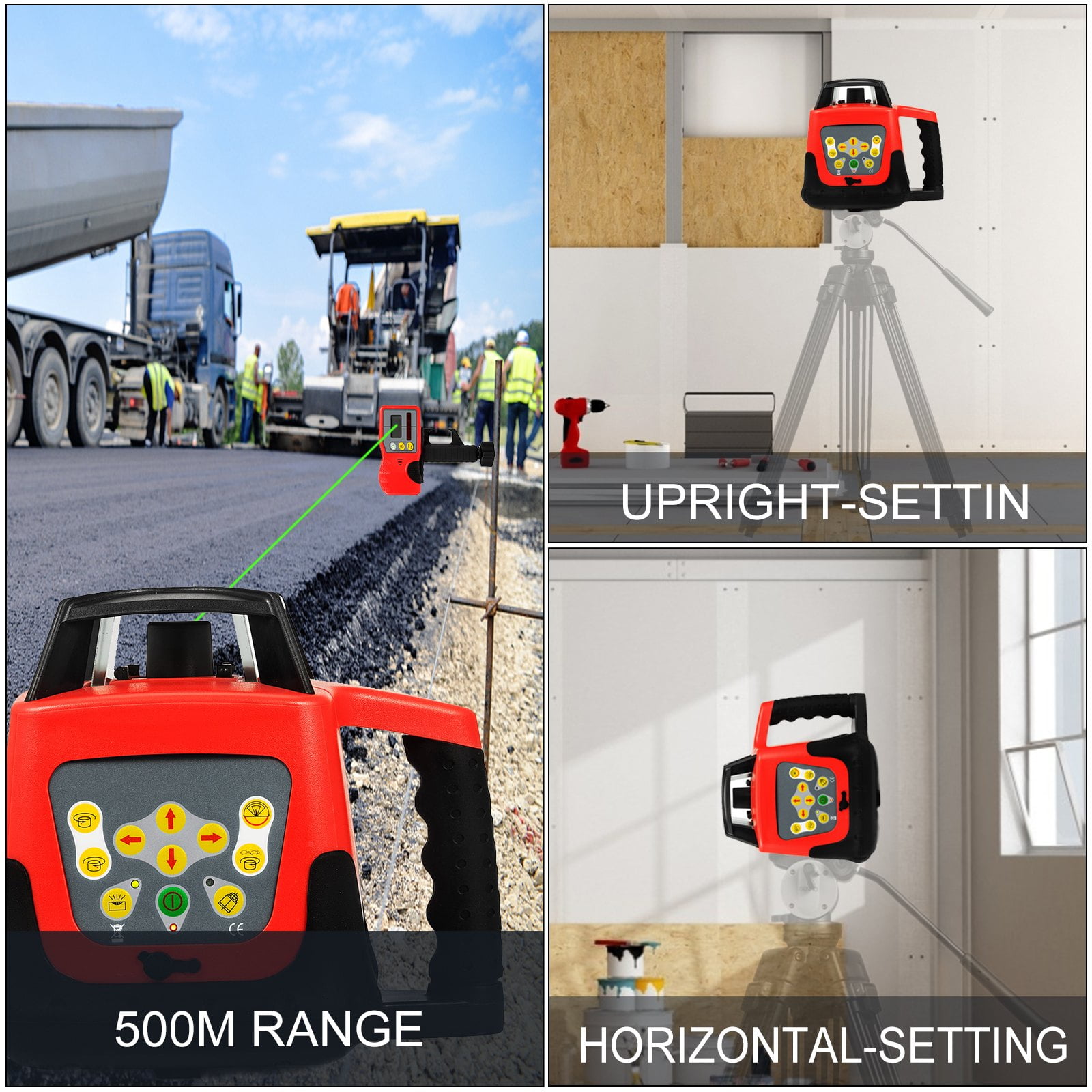 SHENGJINSH 360 Laser Level Machine Rotary Red Cross Line Laser Leveler Self-Leveling 500m Scanning Measurement Tools