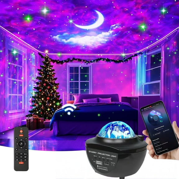 Galaxy Star Projector Night Light, 10 Color LED Ceiling Light With Wireless Music, App Control, Remote & Timer, Room Decor, Bedroom, Party, Christmas, Gift, LED Starry Sky Projector, Mood Lighting