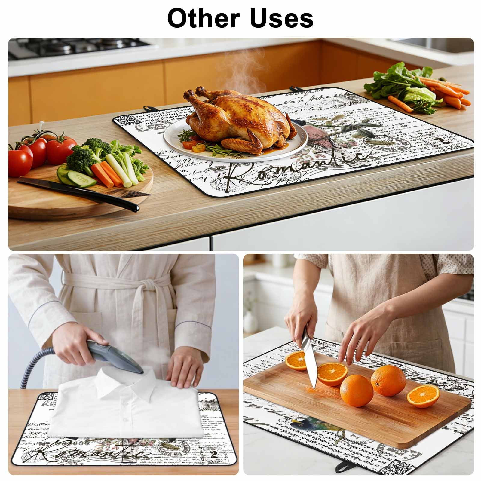 Vintage Birds Stove Top Cover for Electric Stove, Heat-proof & Non Slip Glass Top Stove Cover Protector, Envelope Postmark Farmhouse Botancial Kitchen Flat Cooktop Rubber Mat 24x21 Inches