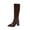Brown, variant on Xfvqtps Knee High Boots for Women Side Zipper Pointy Toe Chunky Mid Heel Fashion Casual Vintage Leather Heel Boots Black