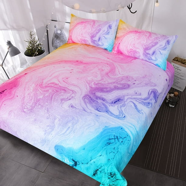 Blessliving Tie Dye Bed Set Colorful, Rose Gold Twin Bed Sheets