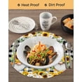 thumbnail image 3 of 13 Inch Round Placemats Set of 6, Spring Gnomes Non Slip Heat Insulation PP Table Mats, Botanical Budding Sunflowers Buffalo Plaid Washable Place Mats for Kitchen Dining Party Table Decor, 3 of 7