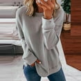 thumbnail image 2 of asdoklhq Womens Plus size Clearance Woman's Casual Fashion Long Sleeve Solid Color Round Collar Hoodie Tops NewA-Gray XXXXL, 2 of 3