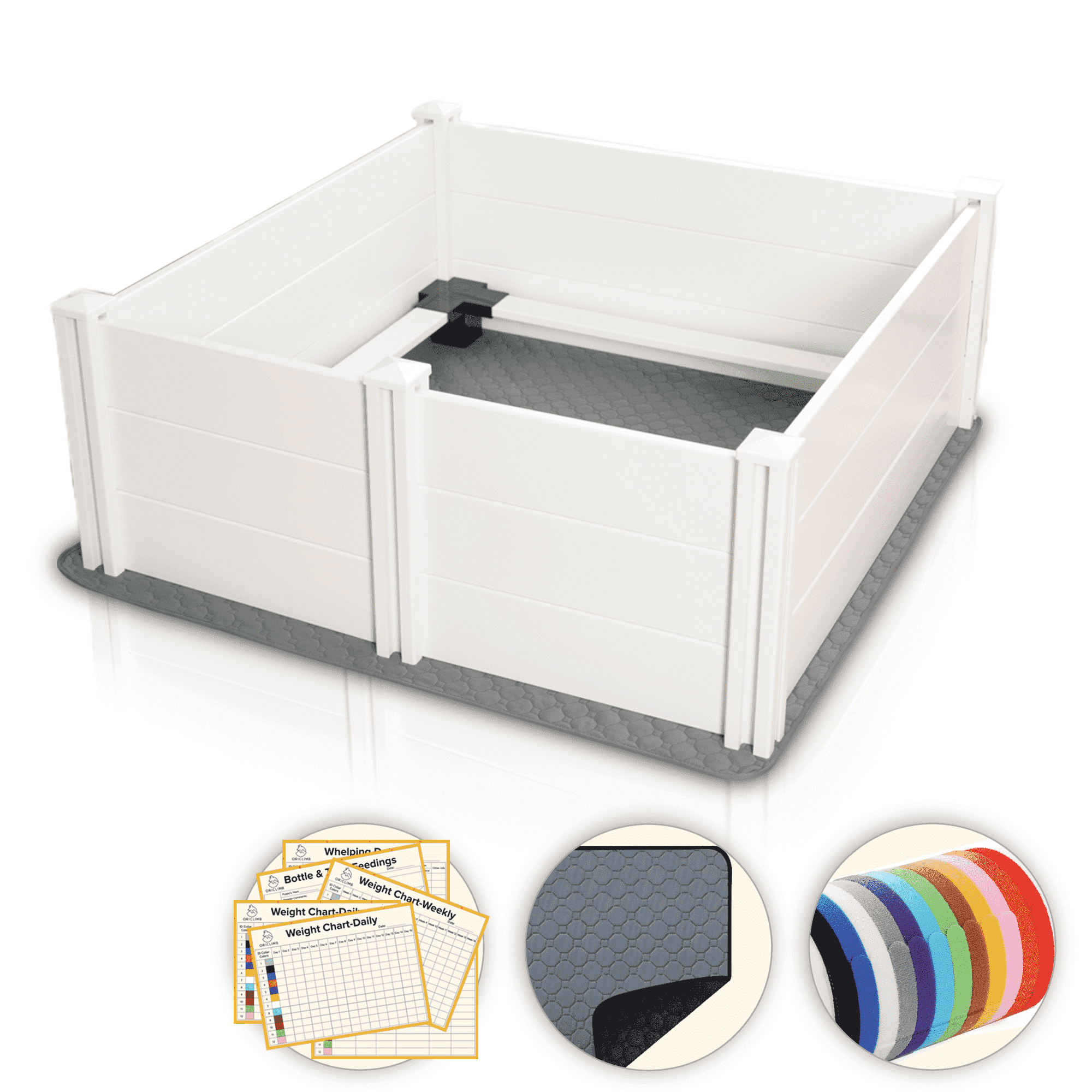 48 x 48 Whelping Box Kit for Dogs and Puppies with Rails Suitable for Large/Medium Dogs White