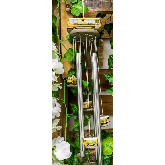 Decorative Yellow School Bus Model Resonant Relaxing Wind Chime Patio Garden