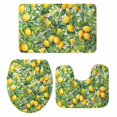 thumbnail image 2 of Lemons Bathroom Rugs Set Watercolor Summer Lemon Trees Plant Non Slip Absorbent Soft Bath Mats 3 Piece Set with Bathroom Rug, U-Shaped Floor Mat, Toilet Seat Cover Large Size, 2 of 9