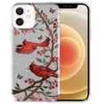 thumbnail image 1 of FINCIBO Silver Sparkling Glitter Case, Sparkle Bling TPU Cover for Apple iPhone 12 mini 5.4" 2020, Red Cardinal Birds, 1 of 1