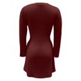 thumbnail image 5 of DHFJKG Womens Sweaters Dress Bohemian Knit Ribbrd Solid Color Long Sleeve Round Neck Mini Dress With Pockets Versatile Dresses, 5 of 5