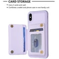 thumbnail image 4 of Dteck for Apple iPhone XS/X Card Holder Back Case with Pockets, Premium PU Leather ID Cash Credit Slots Magnetic Kickstand Flip Folio Slim Hard Protective Cover, purple, 4 of 7