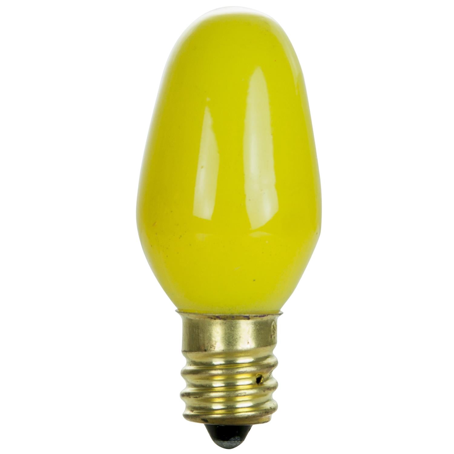 Diodesy- Pack of 25 7C7/Y/25PK 7 Watts C7 Incandescent Light Bulb, Yellow Glow, Dimmable Small Night Light, E12 Candelabra Base for Holiday Decoration/Occasion/Party Light, 120V, 2000 Lifespan Hour