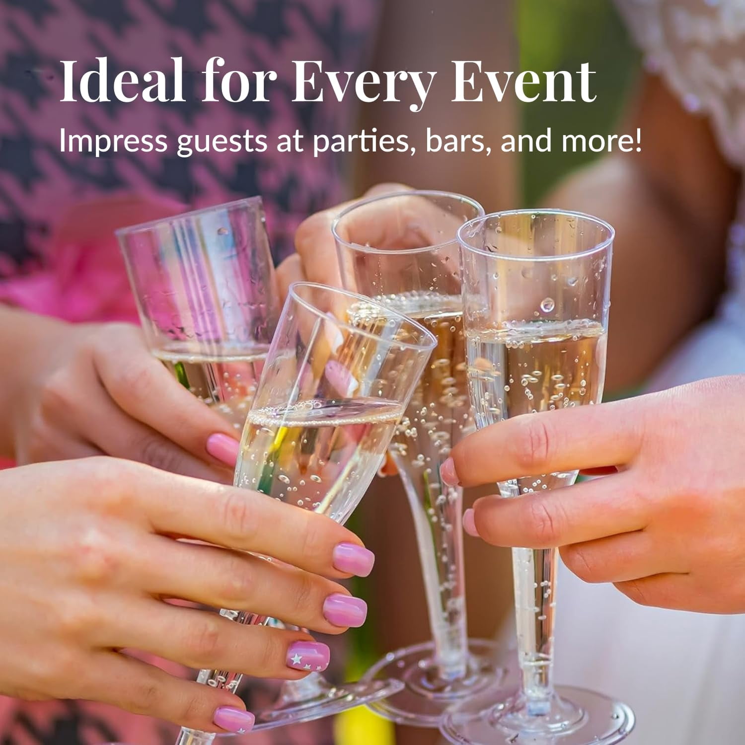 Prestee Clear Plastic Champagne Glasses - 100 Pieces Disposable Champagne Flutes for Parties, Weddings, and Toasting - Elegant and Durable 4.5 oz Stemware for Easy Cleanup and Large Celebrations