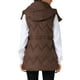 thumbnail image 3 of CHALECO INSPIRADOR CHIC para Mujer Abrigo de Invierno con Capucha Cierre de Cremallera Largo Medio Sin Mangas Acolchado Talla XL Café, 3 of 6