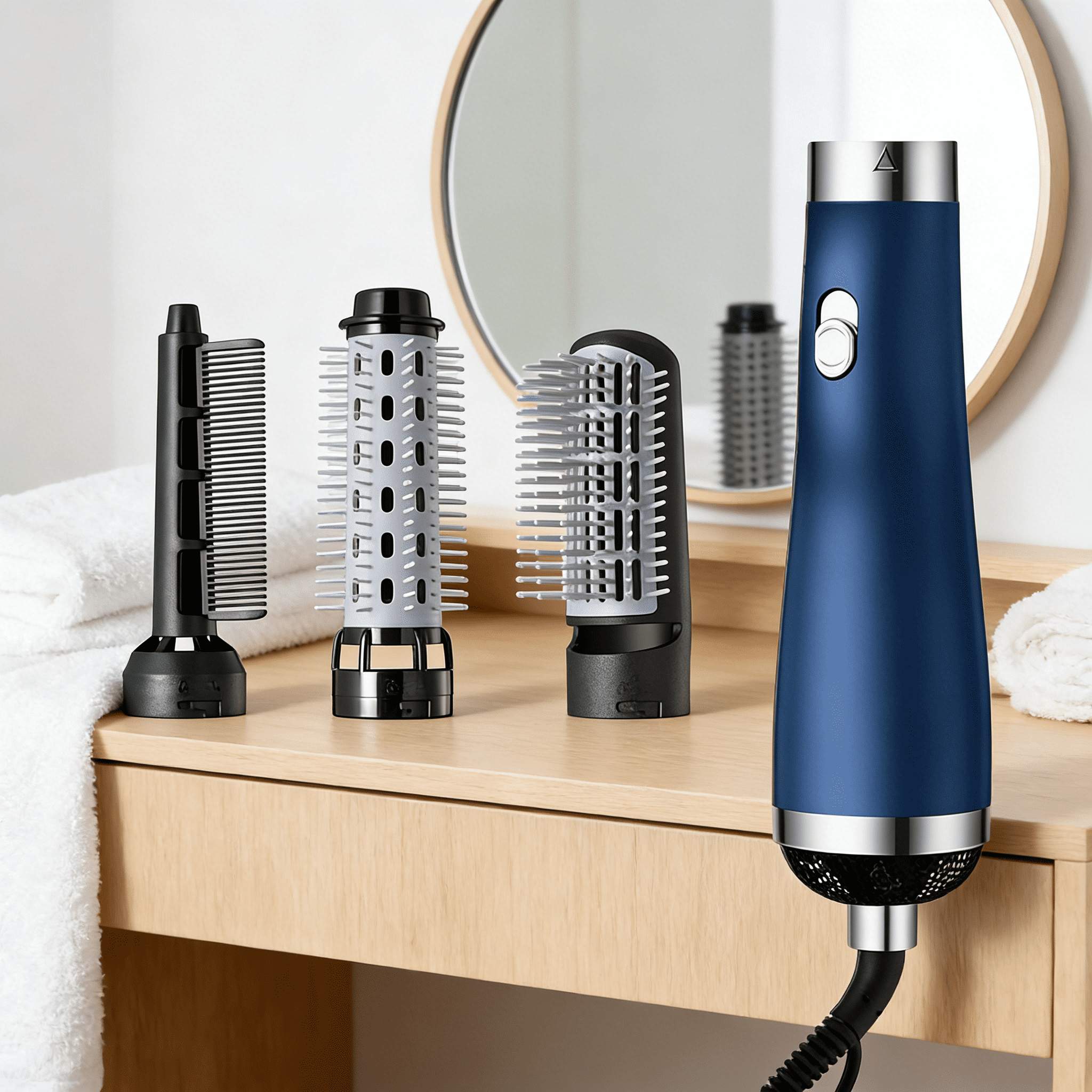 HIBIBUD 2026 New Rotating Straightening Curling Salon Negative Ion Ceramic Hot Hair Dryer Brush, for Styling, Hair Drying, Frizz Control, Smooth Hair, Quick Styling, Everyday Use.