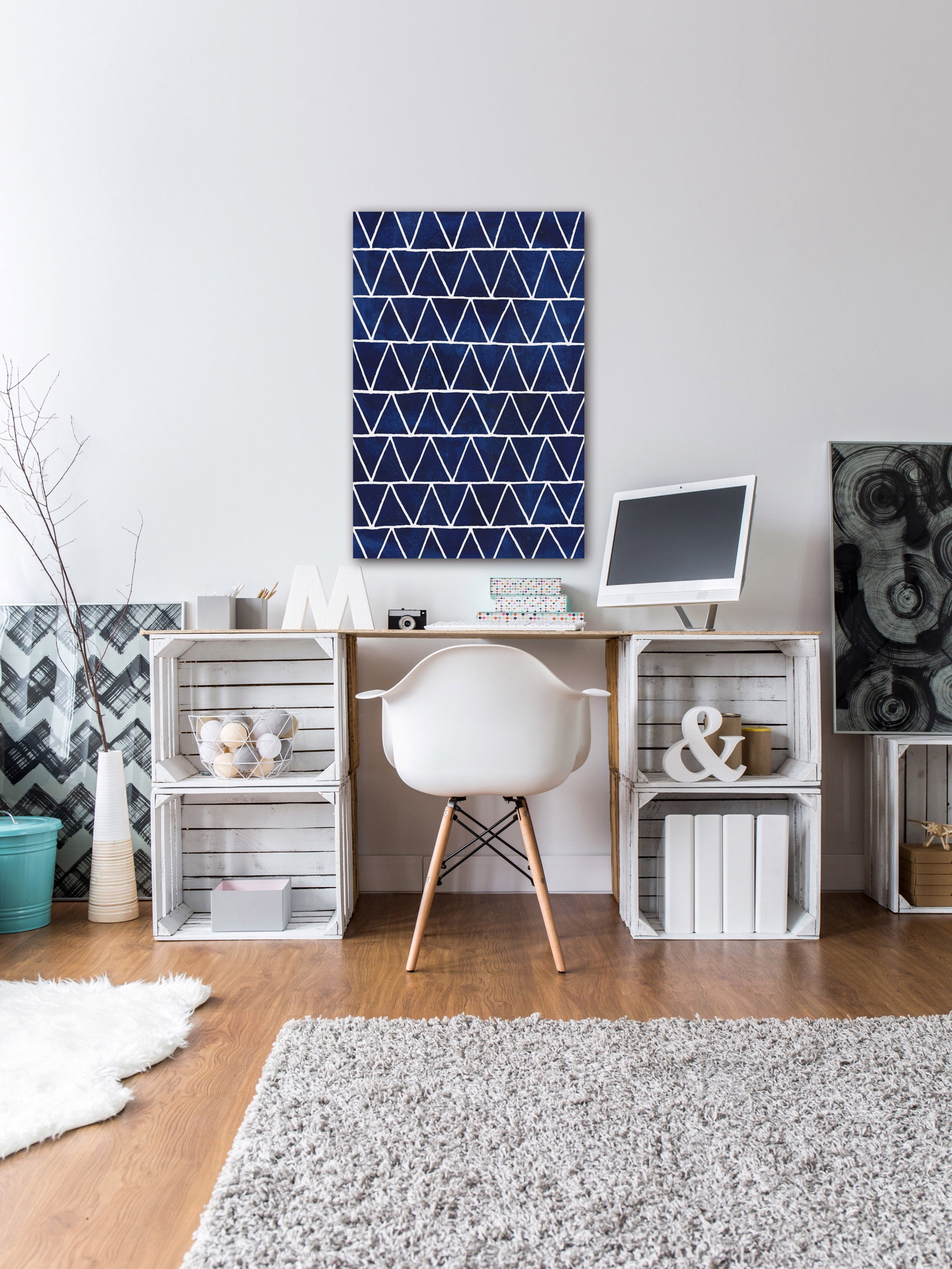 "Indigo Pattern IV" Painting Print on Wrapped Canvas