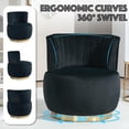 thumbnail image 6 of Velvet Swivel Barrel Chair, Modern Upholstered Accent Chair, 360° Swivel Round Lounge Chair with Gold Metal Base, Comfy Arm Chair Sherpa Chair for Nursery, Living Room, Bedroom, Club, Office, 6 of 11