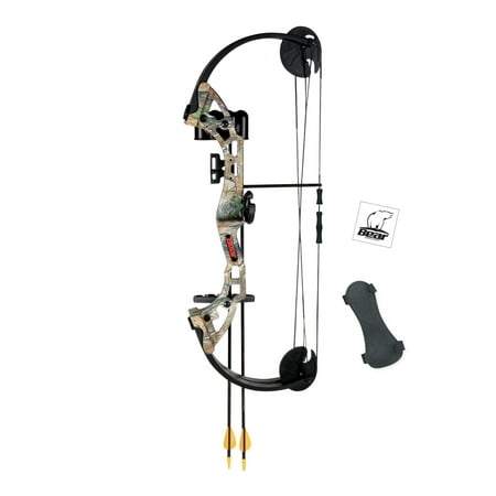 Bear Archery Warrior Youth Bow Includes Trophy Ridge Whisker Biscuit, Armguard, Quiver, and Arrows Recommended for Ages 11 and