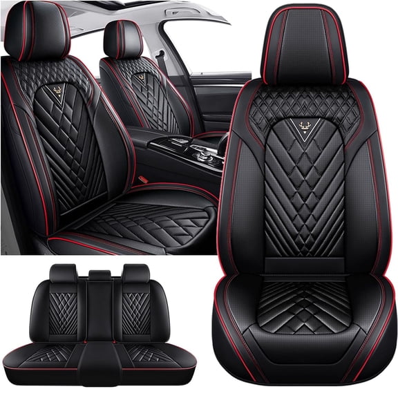 for Acura Rdx 2015 Car Seat Cover, Red Car Seat Covers, Faux Leather 5 Piece Full Set Scratch Resistant Beautify Interior, Protect Car Seats