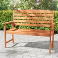 thumbnail image 2 of GVN Outdoor Bench, Outdoor Garden Bench,2-Person Wooden Garden Bench with Slatted Backrest and Comfortable Armrests, 2 of 11