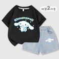 thumbnail image 4 of Anime Kid's Short Sleeve Set Cinnamoroll Kawaii Sanrios Summer Casual Korean Fashion Girl Boys T-Shirt Denim Shorts Sports Set, 4 of 5
