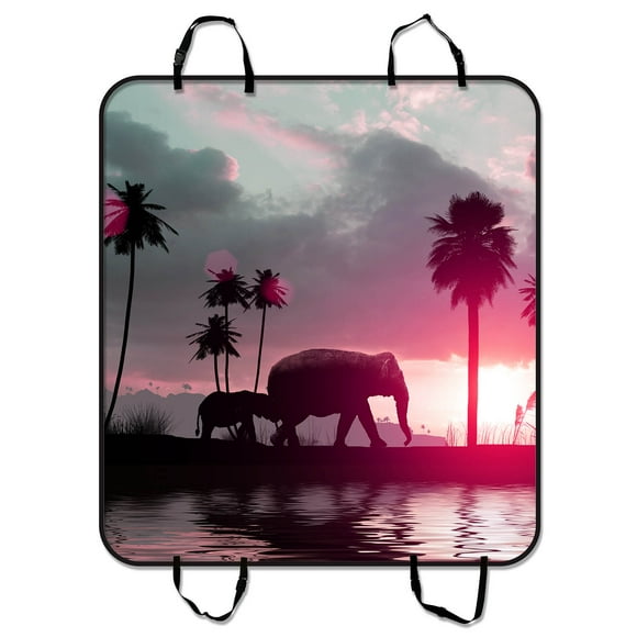 YUSDECOR Elephants at Sunset Pet Seat Cover Car Seat Cover for Pets Cargo Mats and Hammocks for Cars Trucks and SUVs 54x60 inches