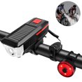 thumbnail image 2 of Juego de luces para bicicleta y bocina Alimentado por energía solar USB Recargable Faro de bicicleta Combinaciones de luces traseras Luz trasera delantera Luz trasera Altavoz LED Zhivalor OTTO-222813-1, 2 of 6