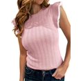 thumbnail image 3 of LANGWYQU Ruffle Puff Sleeve Women Slim Fit Casual Knit Tops Tank Tops, 3 of 5