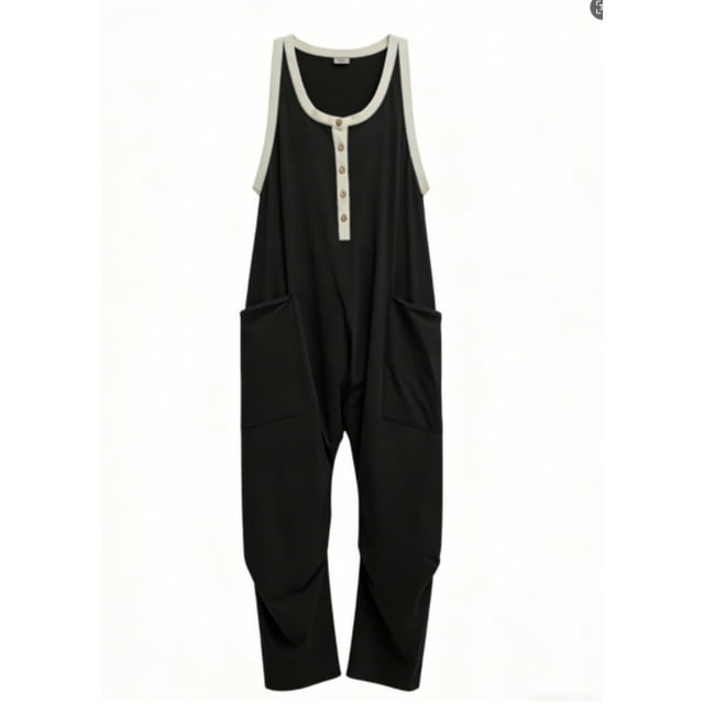 TaTaai Women Summer Solid Spaghetti Strap Pocket Jumpsuit Casual Loose One Piece Outfit Ladies Fitness Daily Lounge Wear Lightweight Breathable No Fading Versatile Jumpsuit Gift